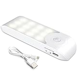 LED Nachtlicht mit Bewegungsmelder und Dämmerungssensor, [1 Stück] 12LED Aufladbar USB mit 3 Modi(Auto/ON/OFF), Nachtlampe Schranklichtfür Kinderzimmer, Flur, Küche, Nachttisch, Treppe, Garage