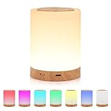 Punvot LED Nachttischlampe Dimmbar, Lampe Touch Nachttisch, Kinder Nachtlicht Touch, 360° Nachtlampe Stimmungslicht RGB 7 Farben LED Schreibtischlampe USB Aufladbar für Kinderzimmer Schlafzimmer Büro