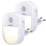 LED Nachtlicht Steckdose mit Bewegungsmelder,[2 Stück] Useber LED Nachtlicht(EIN/AUTO/AUS),Warmweiß Nachtlicht Kinder für Kinderzimmer, Treppe,Schlafzimmer,Steckdosenlicht,Orientierungslicht