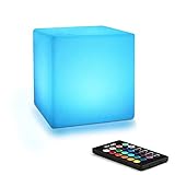 Mr.Go 4-inch LED Würfel Nachtlicht Farbwechsel Stimmungslicht für Kinder & Erwachsene mit Fernbedienung, 16 RGB-Farben, 8 Stufiges Dimmen, Wiederaufladbare Würfelleuchte, IP65 Wasserdicht