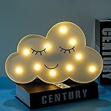 Kidsjoy Wolkenförmige Nachtlichter, LED Wolken Zeichen Dekor Licht, 10 Glühbirnen Beleuchtete Nachtlichter mit ​Fernbedienung Dimmable, Neonlicht Wand Led Deko für Schlafzimmer, Kinderzimmer