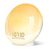 ARTINABS Tageslichtwecker Lichtwecker Wake up Light Sonnenaufgang Sonnenuntergang Simulation Wecker Radio 7 Naturgeräusche 2 Alarmen Snooze 7 Farblicht 20 Helligkeit Nachttischlampe Erwachsene Kinder