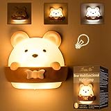 LED Nachtlicht Kinder, Nachtlicht Kind, Nachttischlampe Baby, Tragbare USB Aufladen Nachtlampe Gelbes Licht für Das Lesen, Schlafen und Entspannen, Nachtleuchte Baby für Schlafzimmer