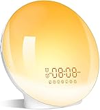 ARTINABS Tageslichtwecker Lichtwecker Wake up Light Sonnenaufgang Sonnenuntergang Simulation Wecker Radio 7 Naturgeräusche 2 Alarmen Snooze 7 Farblicht 20 Helligkeit Nachttischlampe Erwachsene Kinder