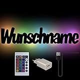 RGB Farbwechsel Name Wand-Nachtlicht mit deinem Namen personalisiert I Led Holz Wand-Lampe für Kinder & Erwachsene mit Fernbedienung