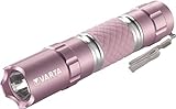 VARTA Taschenlampe LED inkl. 1x AA Batterie, Lipstick Light, Leuchte, Lampe, Taschenleuchte mit Handschlaufe, Aluminium Gehäuse und Gummigriff, leicht zu finden - leuchtet im Dunkeln, pink