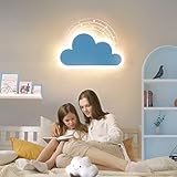Kids Kinder Wandlampe Kinderzimmer Wandleuchte Wolken LED Kinder Wandleuchte 9W Sterne Cartoon Cloud Wandlampe Acryl Junge Mädchen Wandleuchte für Schlafzimmer Wohnzimmer,Warmes Licht,Blau,25cm