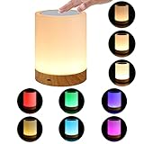 Mobxpar LED Nachttischlampe, Touch Dimmbar Atmosphäre Tischlampe für Schlafzimmer Wohnzimmer Büro, 6 Farben und Farbwechsel mit Warmes Weißes Licht, Tragbare Nachtlicht Kinder Stimmungslicht