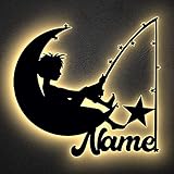 Led Deko Schlummerlicht Nachtlicht Mond - Junge - personalisiert mit Namen Kind Baby Lasergravur Ambientbeleuchtung - Leuchten für Kinder - Wandlichter