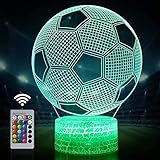DREAMOON Fussball Geschenke Jungen, Fußball Lampe, Fussball Nachtlicht Kinder mit 16 Farben ändern Fernbedienung, Fußball Sachen Deko Geburtstag Kinder Adventskalender