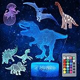5 Stück Dinosaurier Nachtlicht Geschenke,OxyLED 3D Nachtlicht Kinder mit 7 Muster und 16 Farben,Dimmbare Dekorative Lampe mit Fernbedienung,Nachttischlampe für Mädchen Jungen Kinder